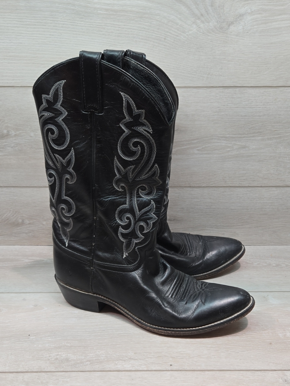 Justin Mens 1409 London Calfskin Leather Western Boots Embroidered Shoes 11.5D